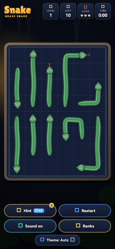 Level 1 with ten snakes